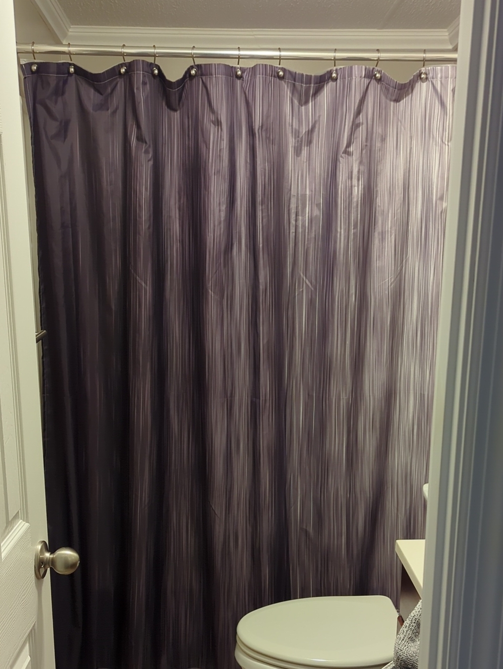 Black And Grey Hombre Hints Of Purple Striated Shower Curtain